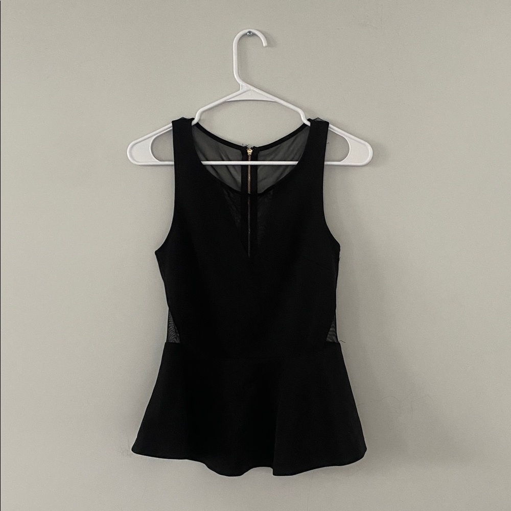 Bebe Classic Black Top Mesh Sleeveless Size Small
